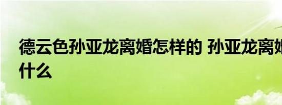 德云色孙亚龙离婚怎样的 孙亚龙离婚原因是什么