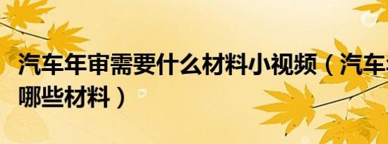 汽车年审需要什么材料小视频（汽车年审需要哪些材料）