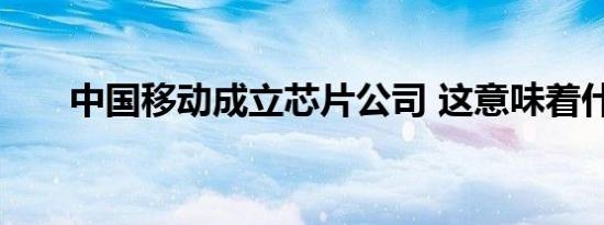 中国移动成立芯片公司 这意味着什么