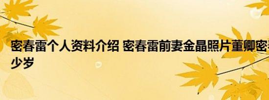 密春雷个人资料介绍 密春雷前妻金晶照片董卿密春雷相差多少岁