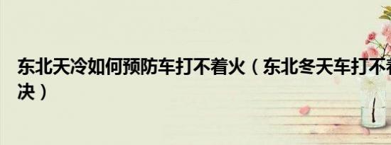 东北天冷如何预防车打不着火（东北冬天车打不着火怎么解决）