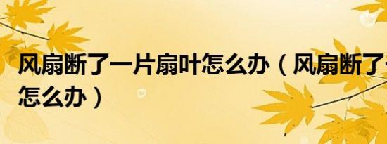 风扇断了一片扇叶怎么办（风扇断了一片扇叶怎么办）