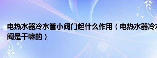 电热水器冷水管小阀门起什么作用（电热水器冷水管上的小阀是干嘛的）