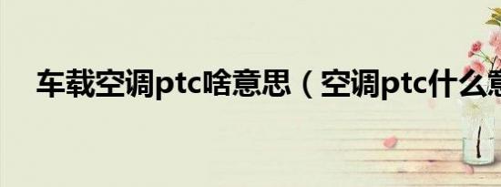 车载空调ptc啥意思（空调ptc什么意思）