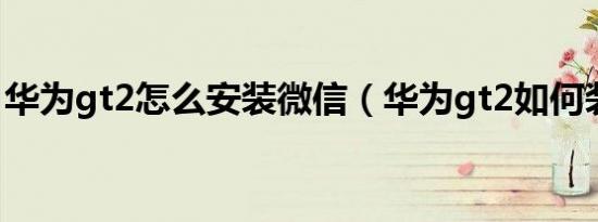 华为gt2怎么安装微信（华为gt2如何装微信）