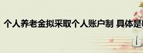 个人养老金拟采取个人账户制 具体是啥情况