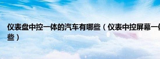 仪表盘中控一体的汽车有哪些（仪表中控屏幕一体的车有哪些）