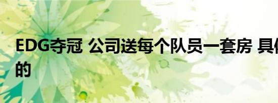EDG夺冠 公司送每个队员一套房 具体是怎样的