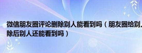 微信朋友圈评论删除别人能看到吗（朋友圈给别人的评论删除后别人还能看到吗）