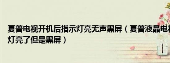 夏普电视开机后指示灯亮无声黑屏（夏普液晶电视开机指示灯亮了但是黑屏）