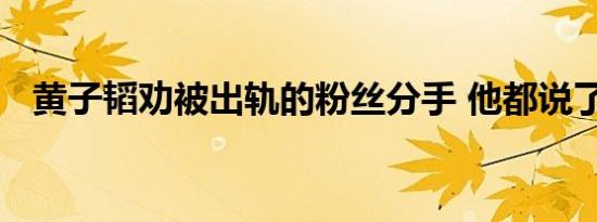 黄子韬劝被出轨的粉丝分手 他都说了什么