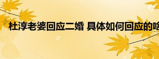 杜淳老婆回应二婚 具体如何回应的啥情况