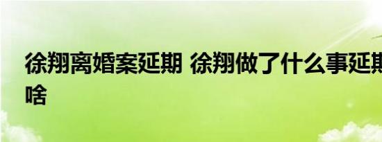 徐翔离婚案延期 徐翔做了什么事延期原因是啥