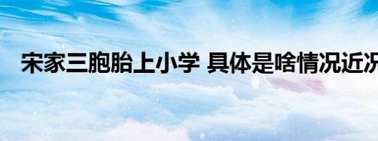 宋家三胞胎上小学 具体是啥情况近况如何