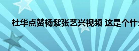 杜华点赞杨紫张艺兴视频 这是个什么瓜