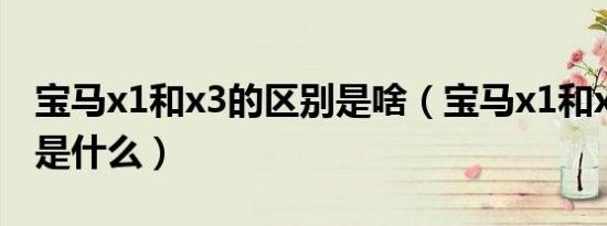 宝马x1和x3的区别是啥（宝马x1和x3的区别是什么）