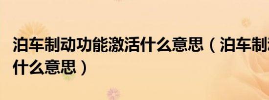 泊车制动功能激活什么意思（泊车制动功能是什么意思）