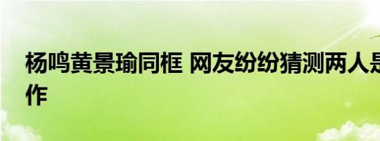 杨鸣黄景瑜同框 网友纷纷猜测两人是否有合作