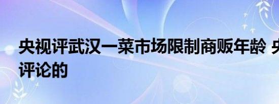 央视评武汉一菜市场限制商贩年龄 央视如何评论的
