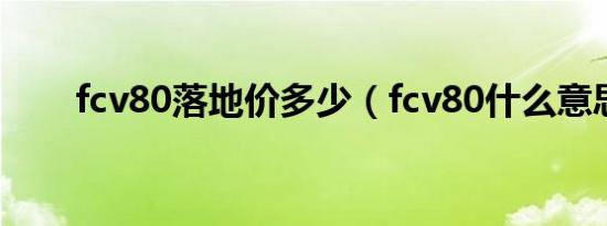 fcv80落地价多少（fcv80什么意思）