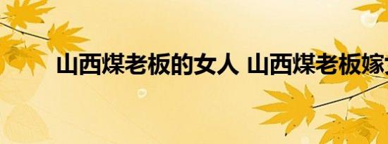 山西煤老板的女人 山西煤老板嫁女