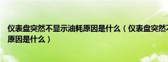 仪表盘突然不显示油耗原因是什么（仪表盘突然不显示油耗原因是什么）