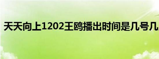 天天向上1202王鸥播出时间是几号几点播出