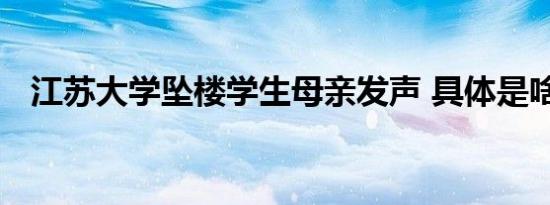 江苏大学坠楼学生母亲发声 具体是啥情况