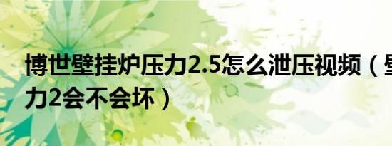 博世壁挂炉压力2.5怎么泄压视频（壁挂炉压力2会不会坏）