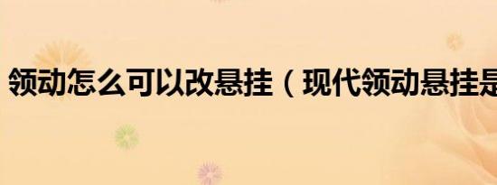 领动怎么可以改悬挂（现代领动悬挂是什么）