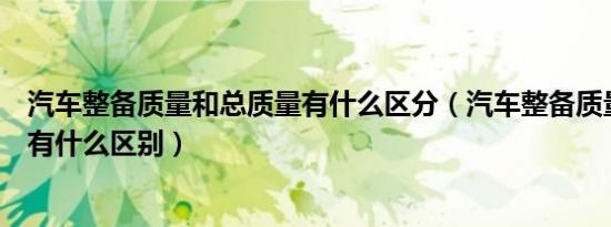 汽车整备质量和总质量有什么区分（汽车整备质量和总质量有什么区别）