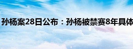 孙杨案28日公布：孙杨被禁赛8年具体怎样的