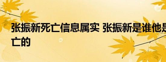 张振新死亡信息属实 张振新是谁他是如何死亡的