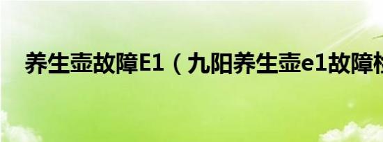 养生壶故障E1（九阳养生壶e1故障检修）