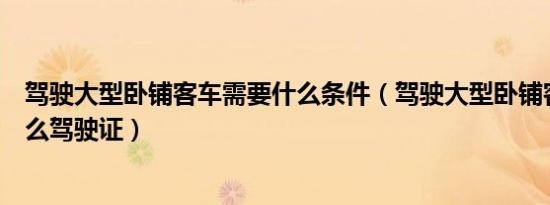驾驶大型卧铺客车需要什么条件（驾驶大型卧铺客车需要什么驾驶证）