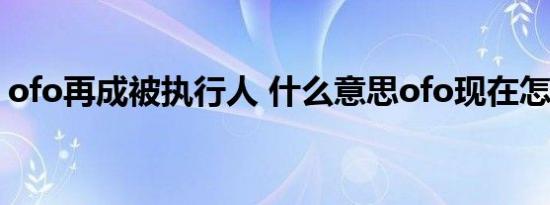 ofo再成被执行人 什么意思ofo现在怎么样了