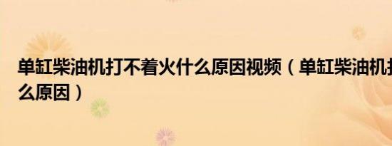 单缸柴油机打不着火什么原因视频（单缸柴油机打不着火什么原因）
