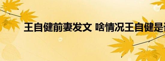 王自健前妻发文 啥情况王自健是谁