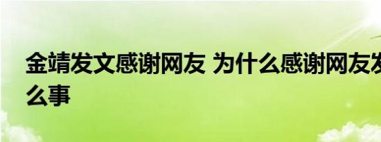 金靖发文感谢网友 为什么感谢网友发生了什么事