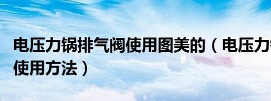 电压力锅排气阀使用图美的（电压力锅排气阀使用方法）