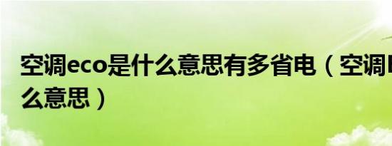 空调eco是什么意思有多省电（空调ECO是什么意思）