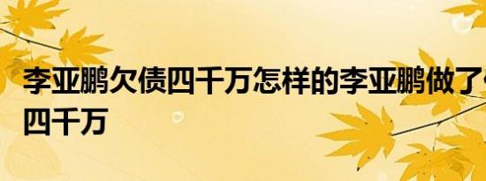李亚鹏欠债四千万怎样的李亚鹏做了什么欠债四千万