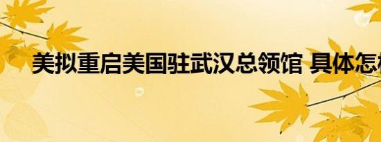 美拟重启美国驻武汉总领馆 具体怎样的