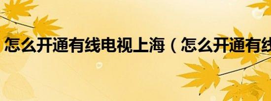 怎么开通有线电视上海（怎么开通有线电视）