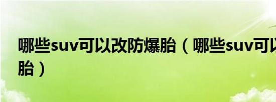 哪些suv可以改防爆胎（哪些suv可以改防爆胎）