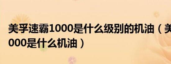 美孚速霸1000是什么级别的机油（美孚速霸1000是什么机油）