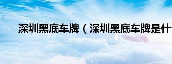 深圳黑底车牌（深圳黑底车牌是什么）