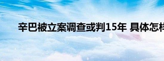 辛巴被立案调查或判15年 具体怎样的