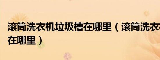 滚筒洗衣机垃圾槽在哪里（滚筒洗衣机垃圾槽在哪里）