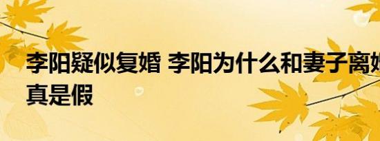 李阳疑似复婚 李阳为什么和妻子离婚复婚是真是假